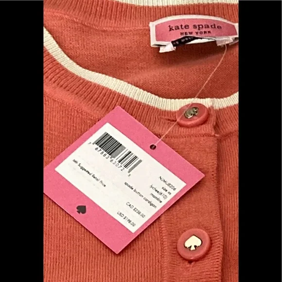 Kate Spade Signature Button Silk Blend Cardigan Sweater NWT